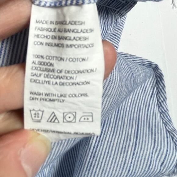 Izod Men 2XL Saltwater Relaxed Classic Blue White Striped Cotton Short‎ Sleeves - Picture 9 of 12